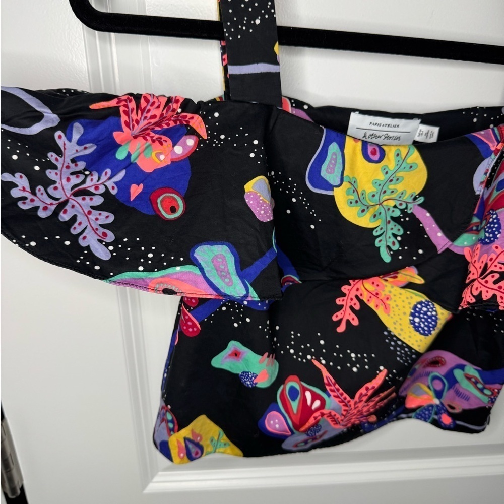 Paris Atelier & Other Stories Multi Color Black Crop Top Size 4 - Picture 6 of 8
